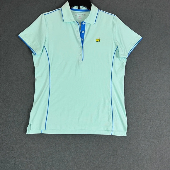 Masters Magnolia Lane Ladies Aqua Polo with Ocean Blue Piping Size Medium - Picture 2 of 10